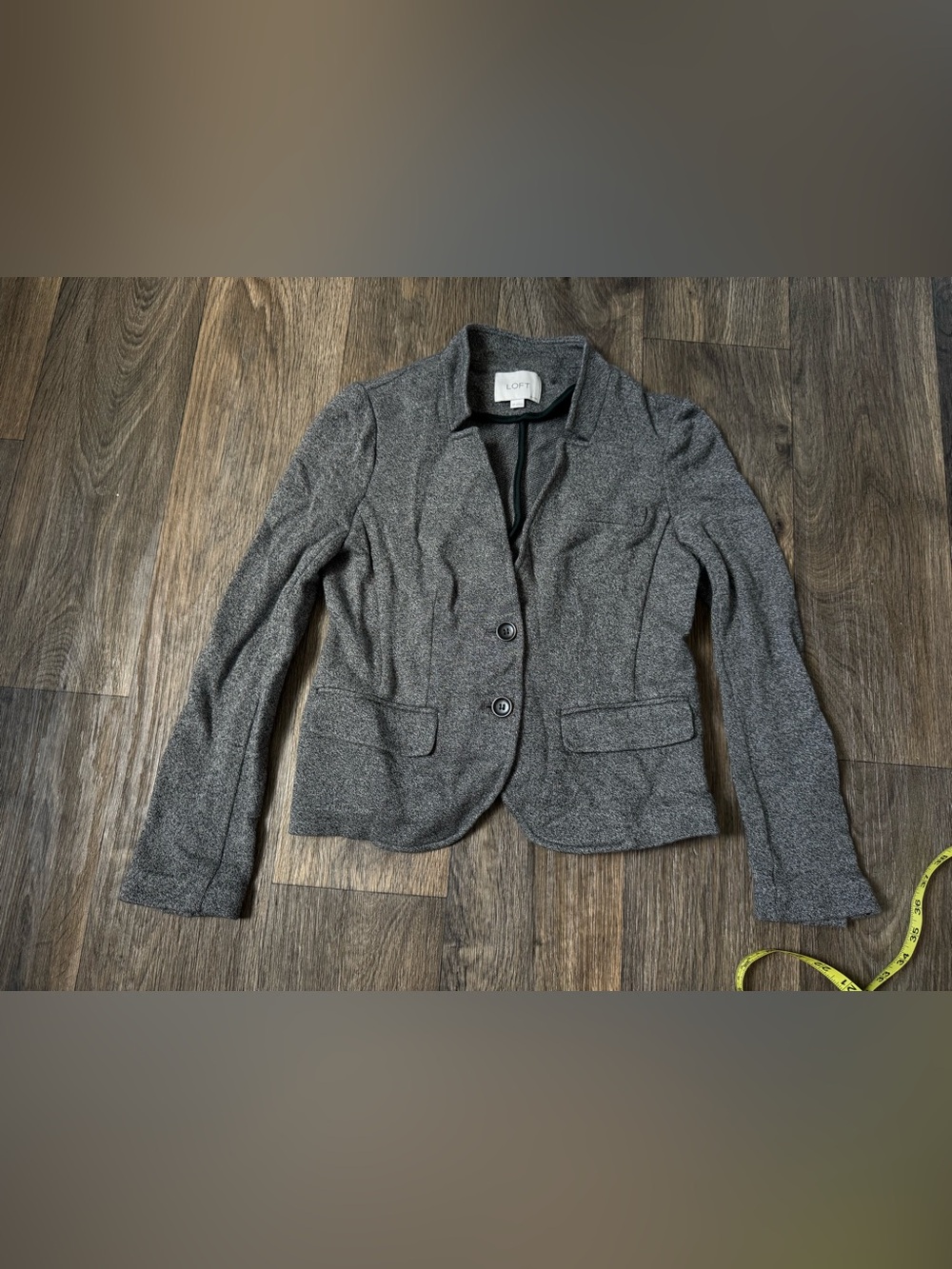LOFT Gray Ponte Two-Button Cotton Blazer